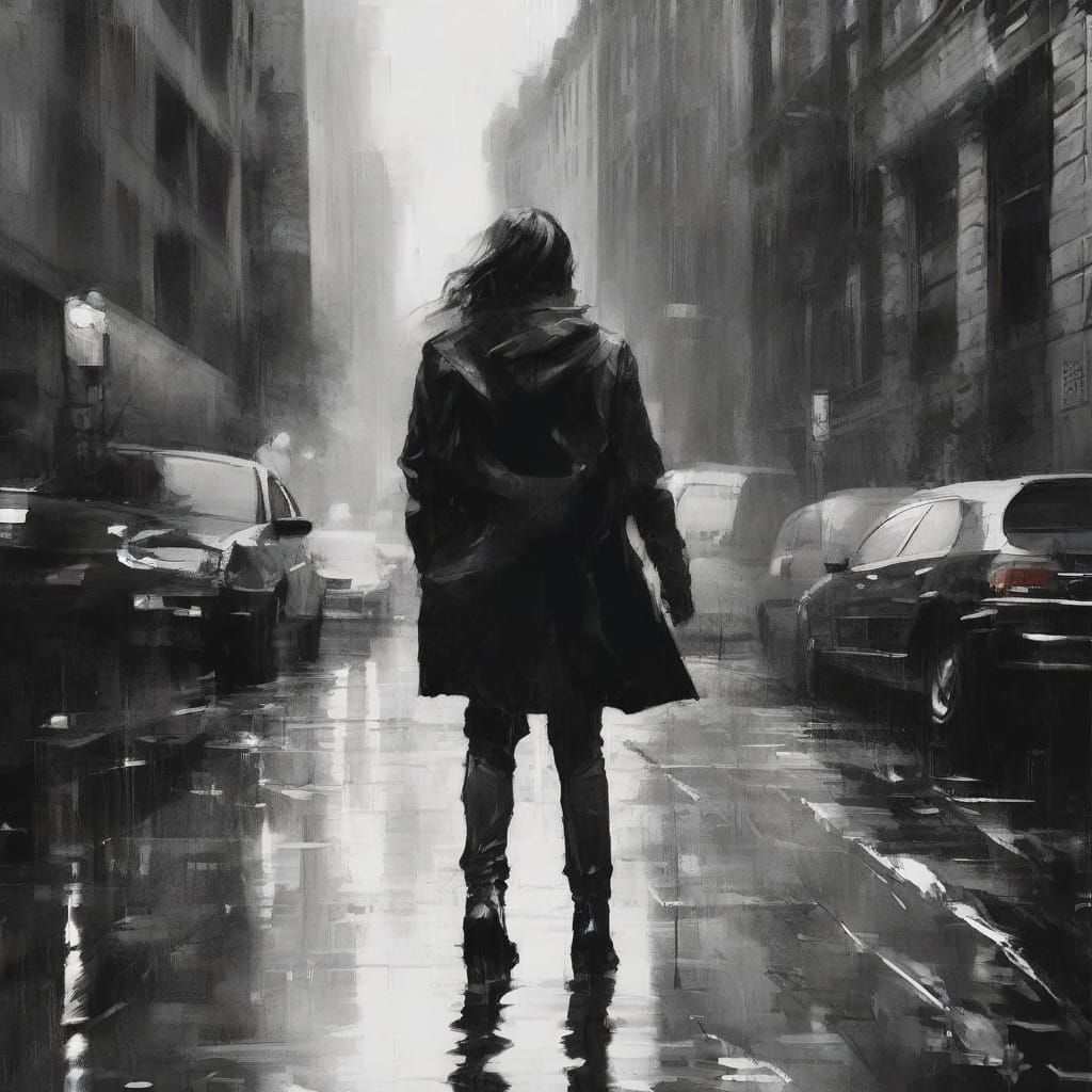 Romantic Urbanite Couple Dancing in Rainy City Streets