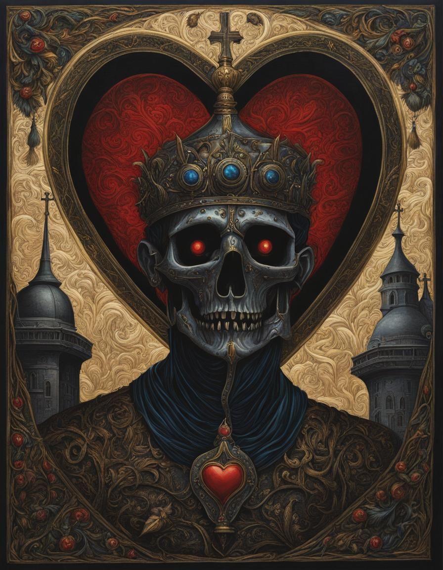 Dark Medieval Portrait in Gouache Detailed Painting