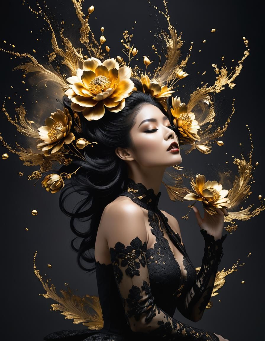 Liquid Gold Floral Mind in Ethereal Dark Lace