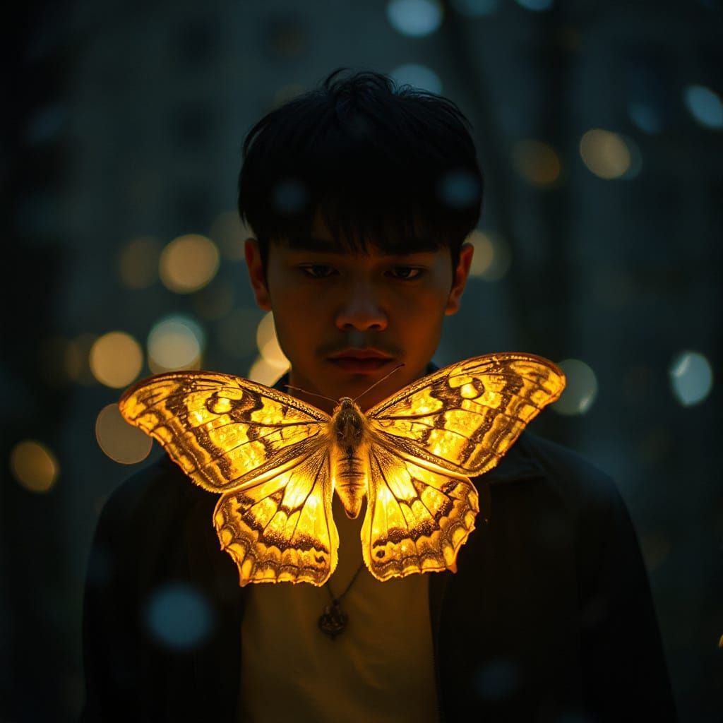 Moth Man in Fleeting Impressionist Fairytale Style