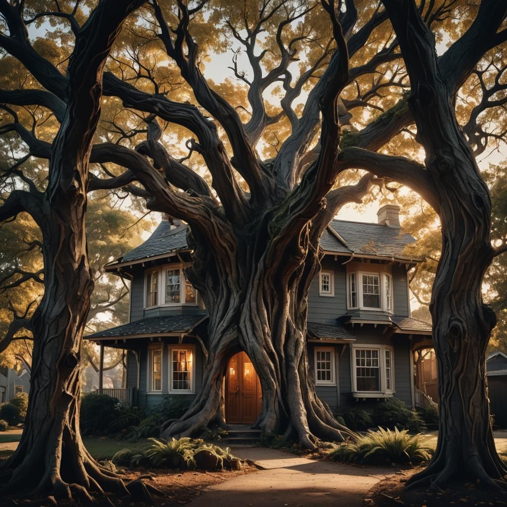 Tree with a House Inside: Hyperrealistic Photography