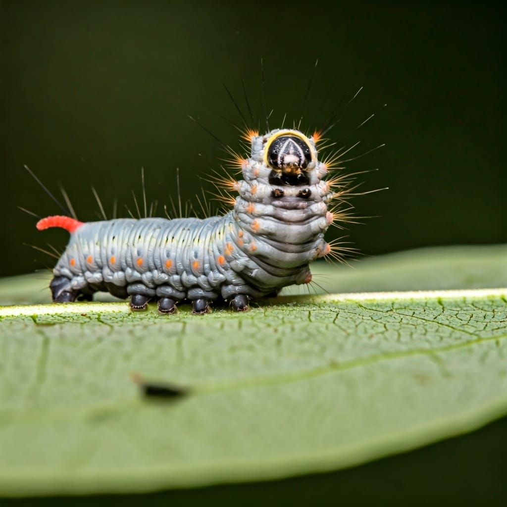 Excited Caterpillar on a Leaf