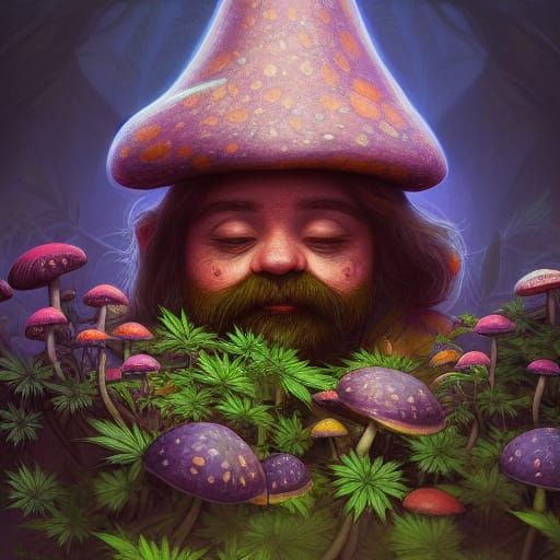 Psychedelic Gnome Portrait in Detailed Digital Art