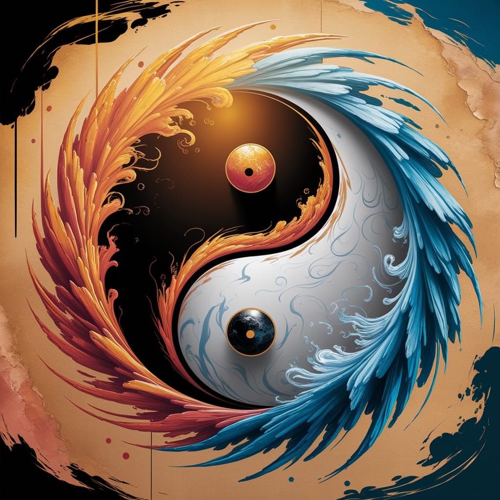 Yin and Yang: Fire and Ice in Hokusai Style