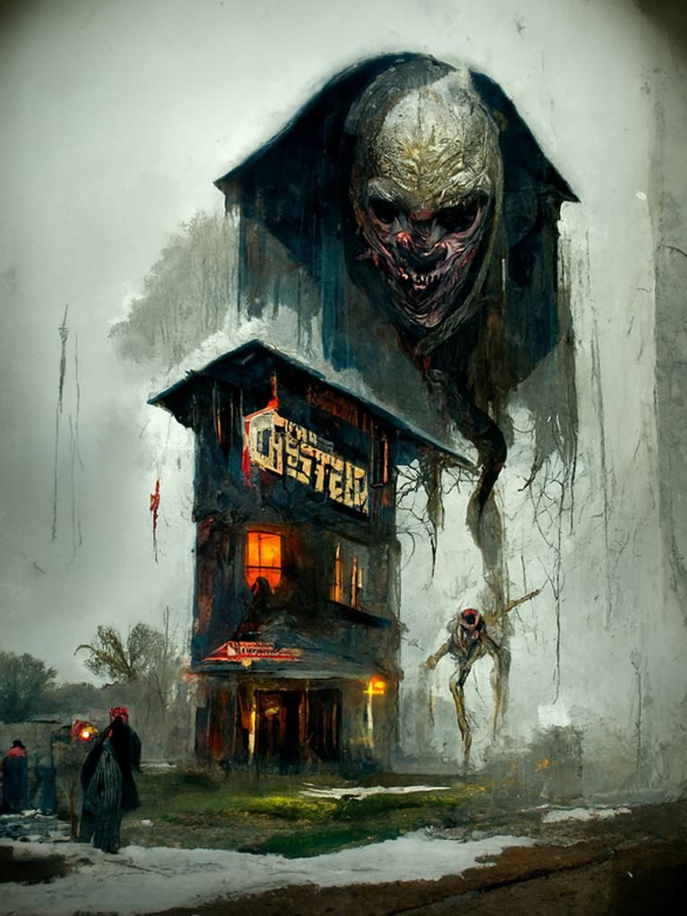 Sinister Haunted Motel in Creepy Style