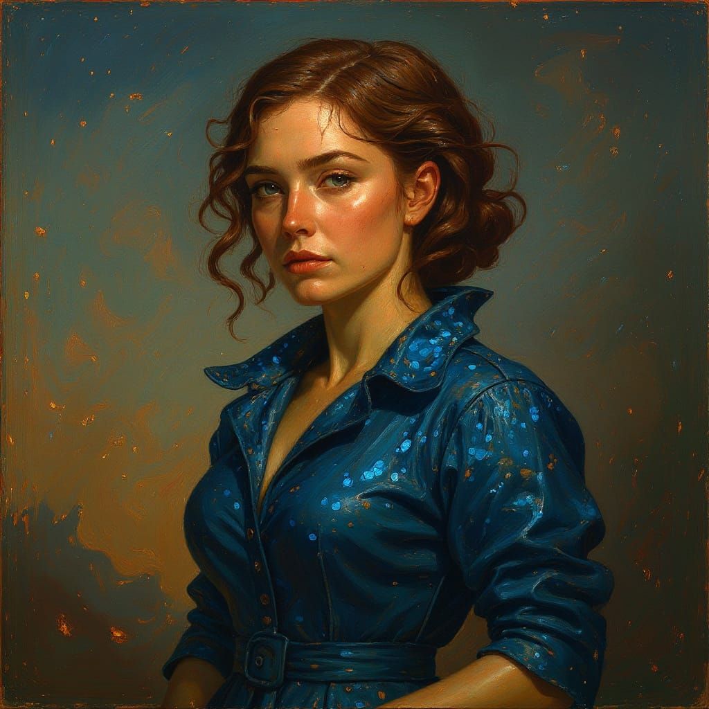 Redhead Pin-Up in Art Nouveau Style