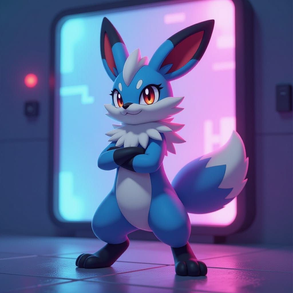 Hyperrealistic Riolu Posing for Pokémon Dex Entry