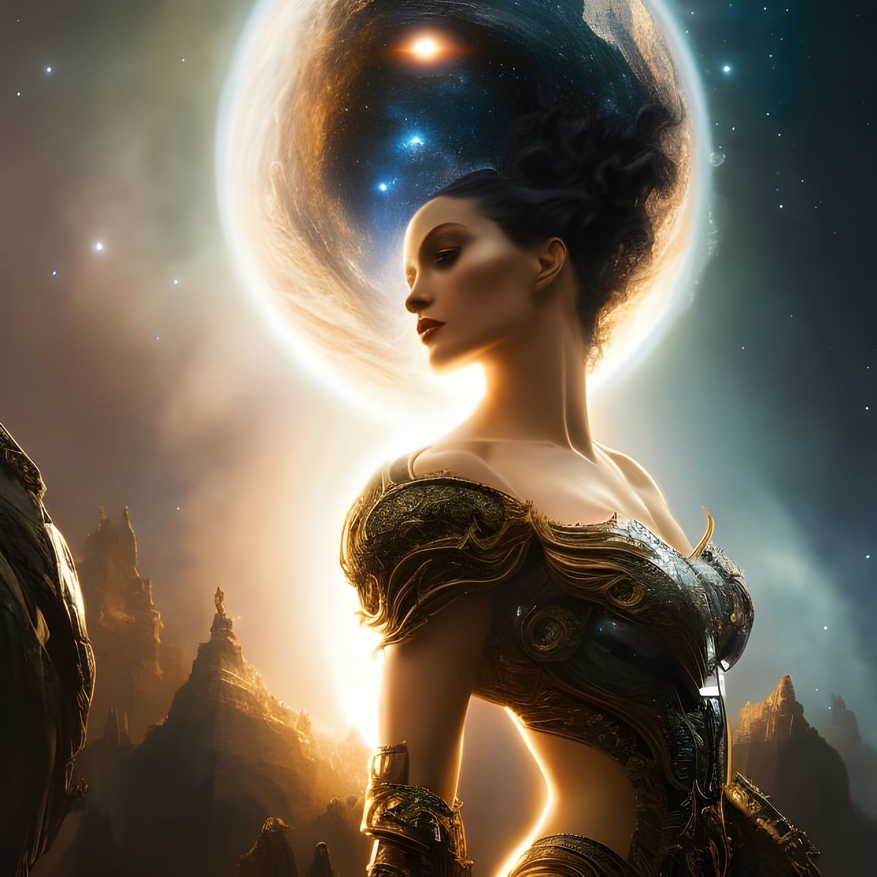 Cosmic Rococo Woman in Black Hole