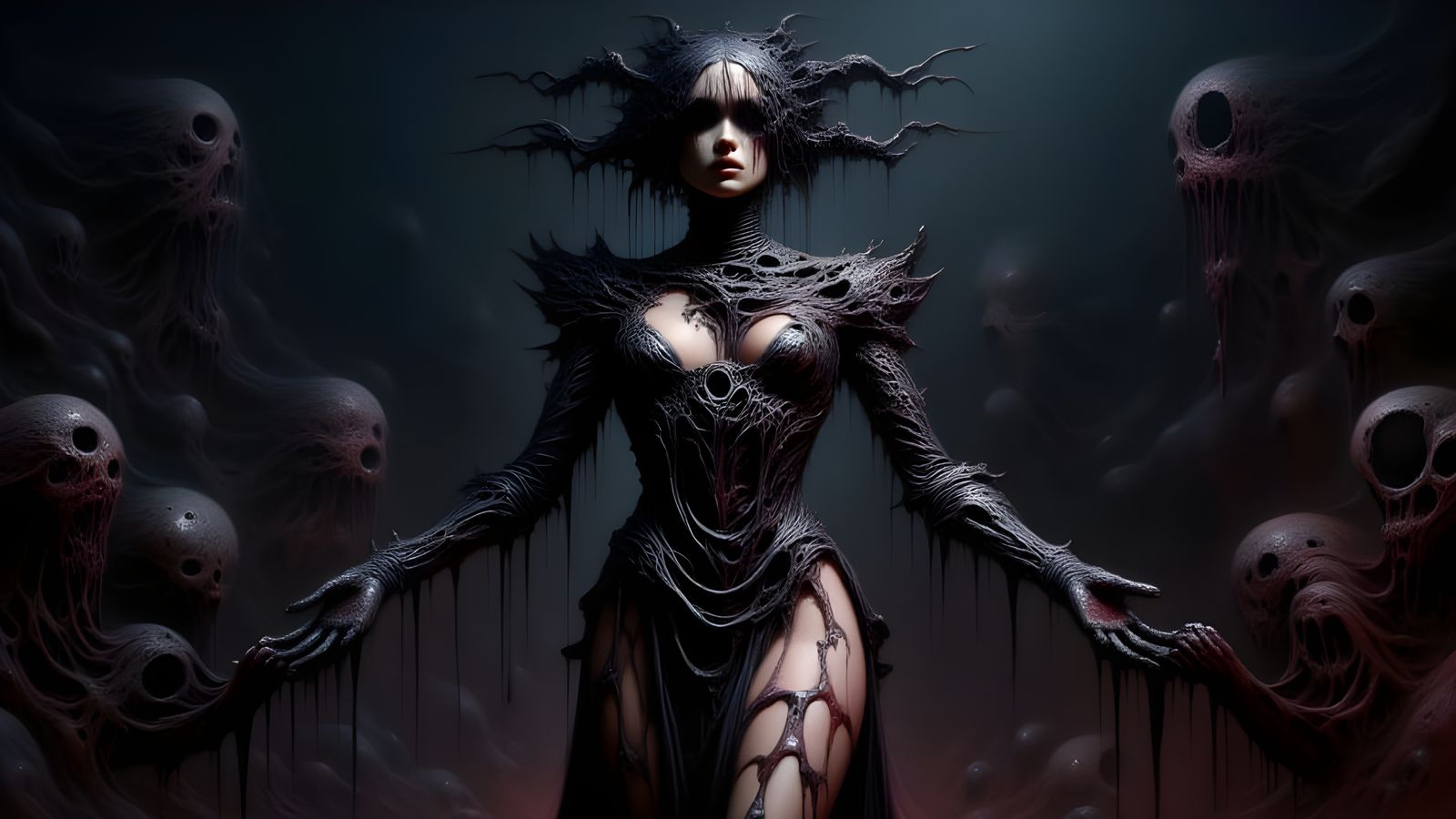 Necromancer Casting Dark Spells with Black Veins