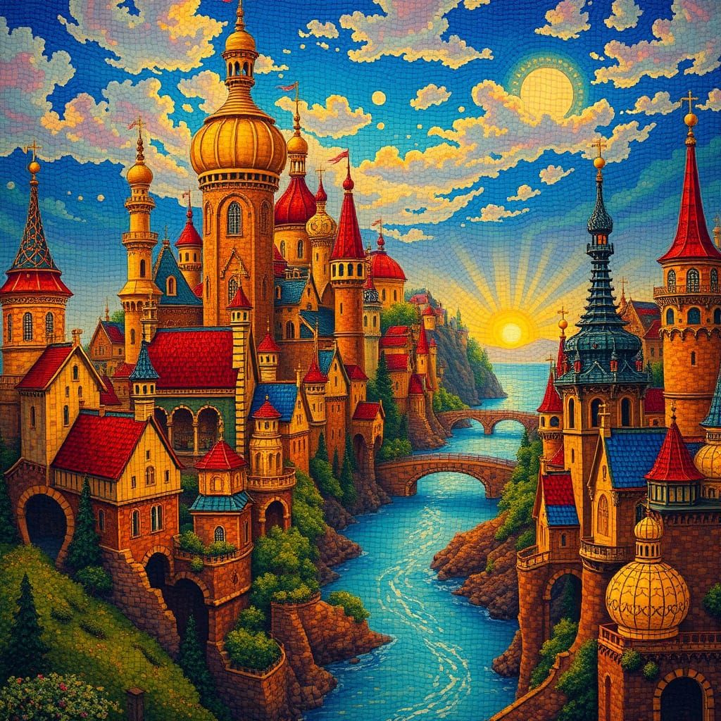 Radiant Fantasy City Inspired by Dreamlike Art