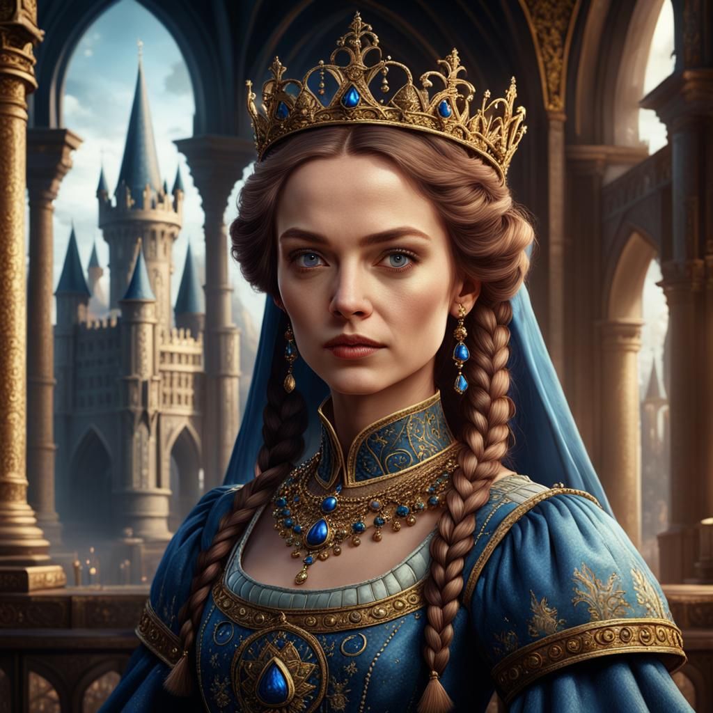 Medieval Royalty Portrait in Fantastical Colors