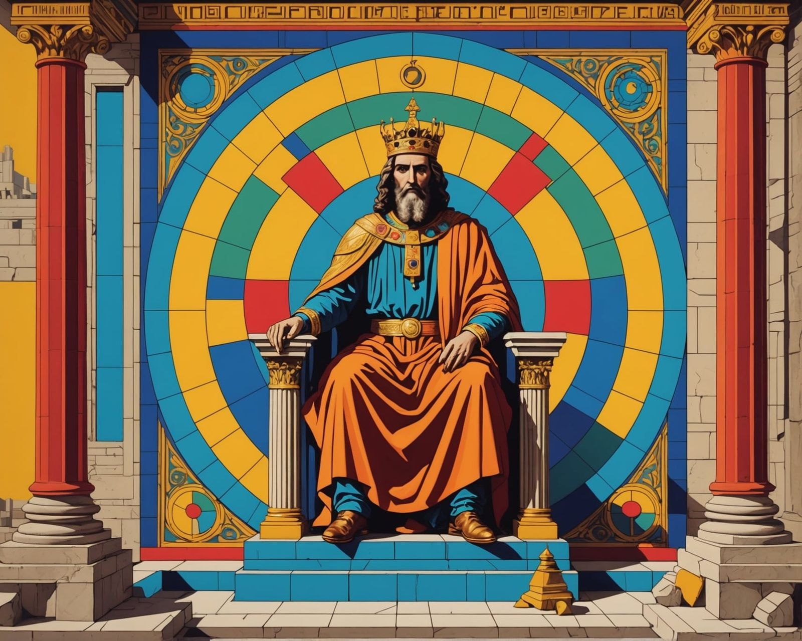 King Solomon Temple Construction: Pop Art Screen Print