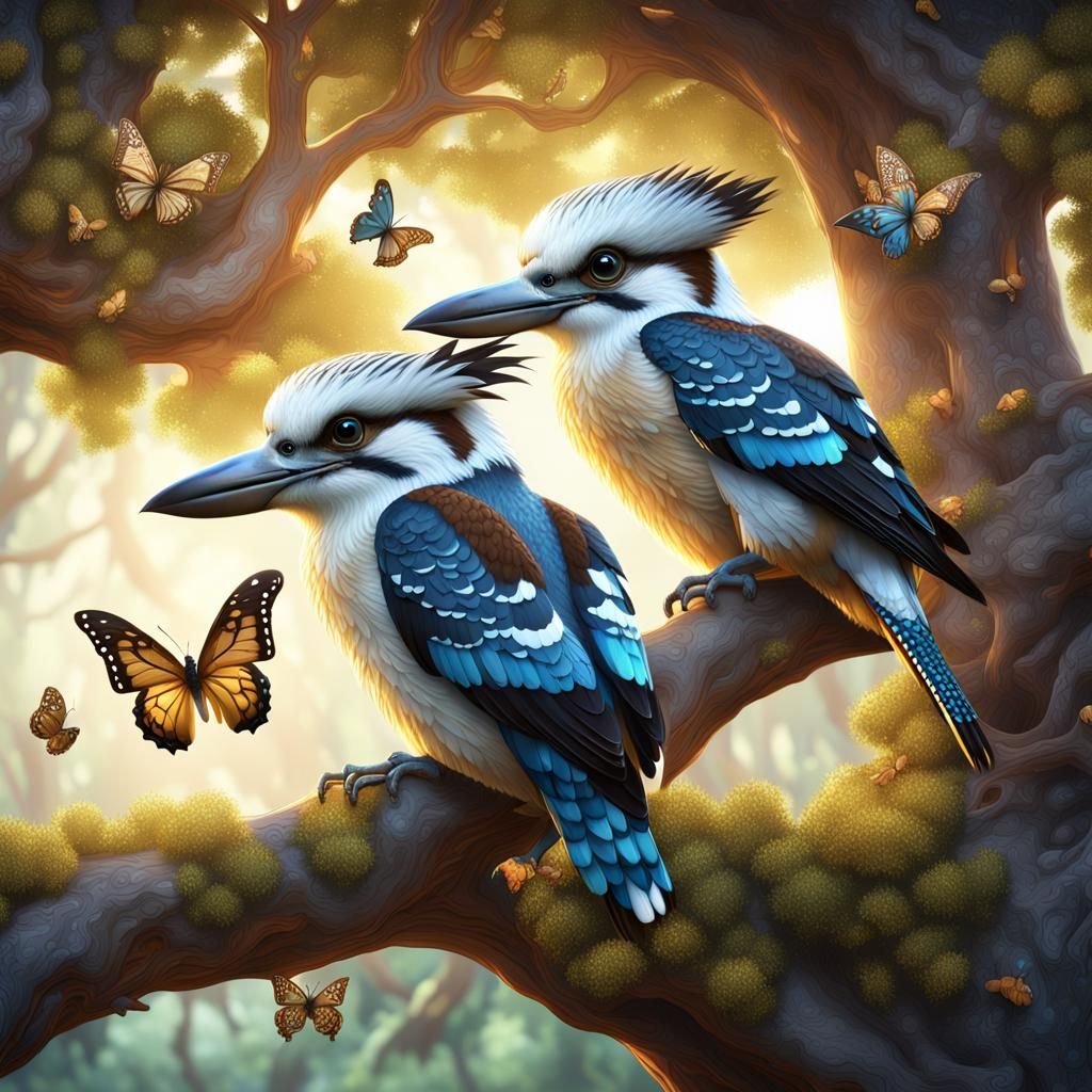 Kookaburras Singing in a Gum Tree, Fantasy Art