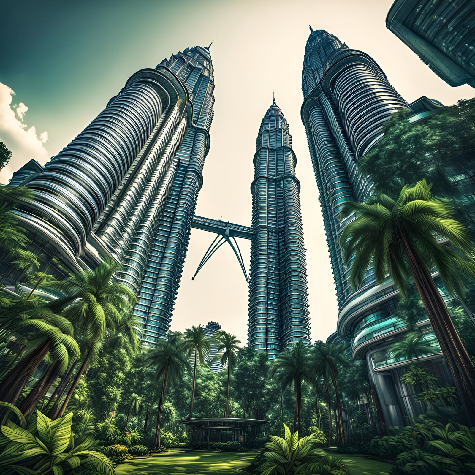 Futuristic Petronas Towers in Sci-Fi Digital Art