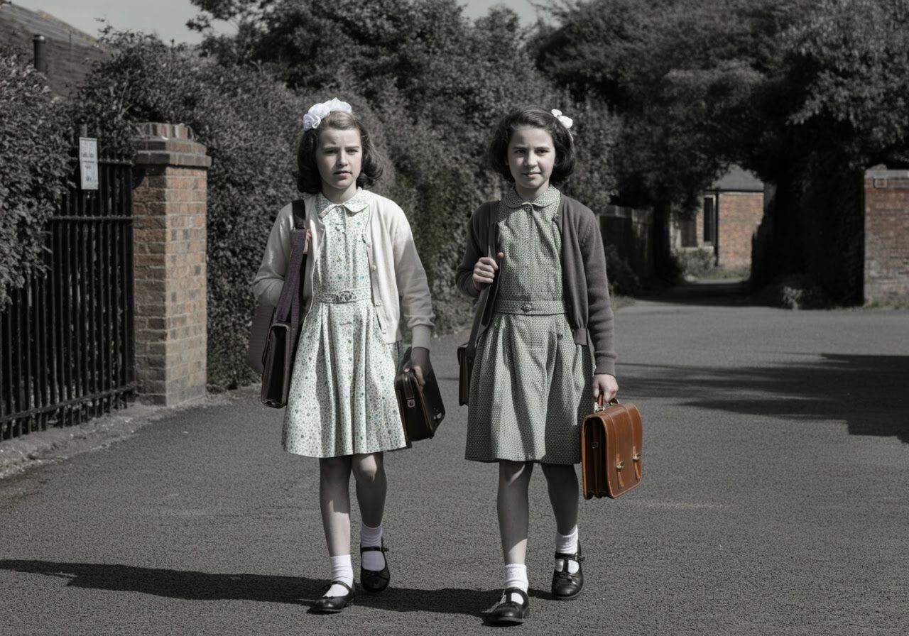 1950s Schoolgirls on a Sunny English Morning