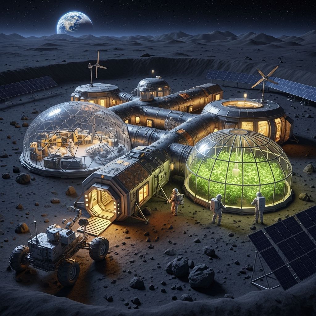 Sustainable Moon Base Design in Lunar Crater