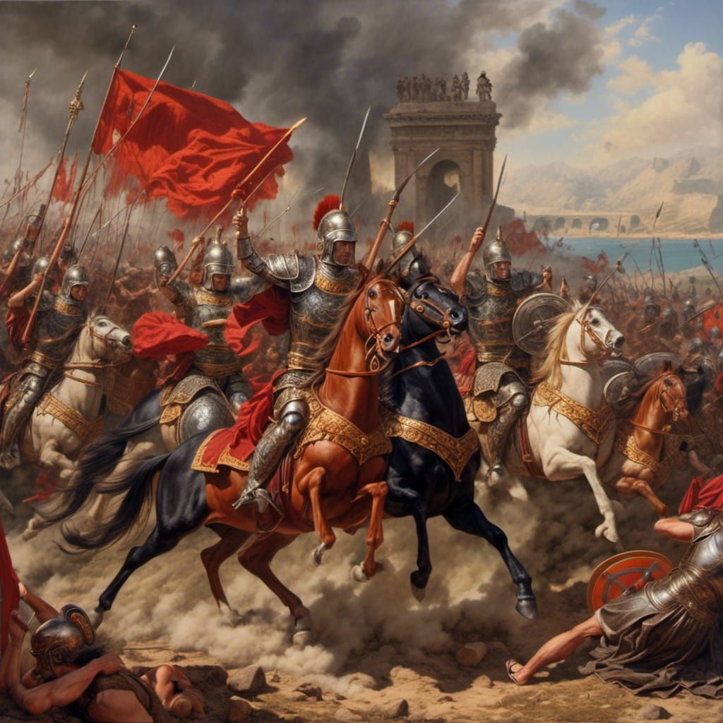 Hannibal's Tactical Brilliance at Cannae as Oil Painting