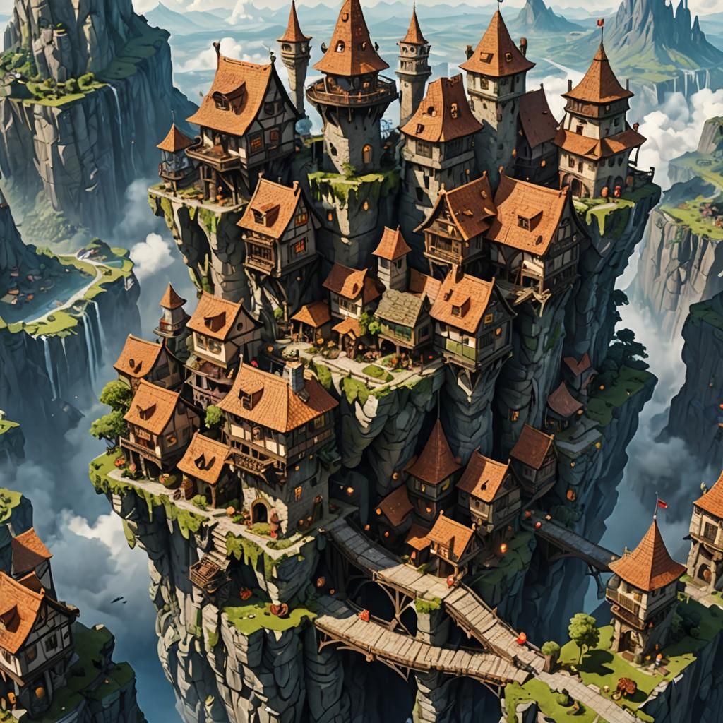 Fantasy Sky Village: A Vertical DnD Map