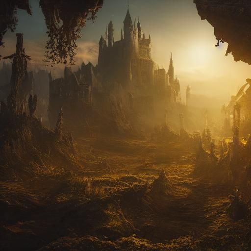 Assassin in Mist-Shrouded Castle Rampart, Matte Painting