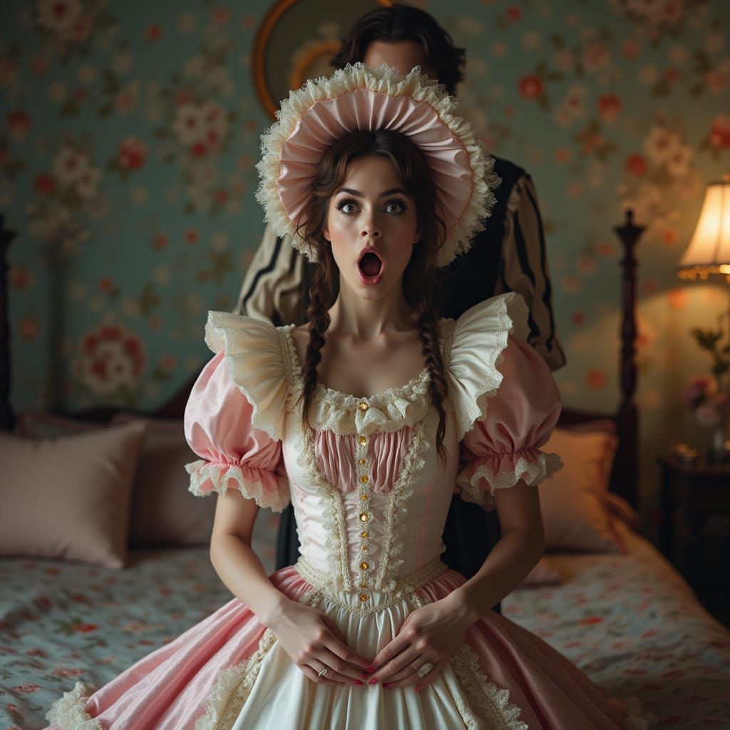 Girly Vampire Queen in Victorian Bedroom