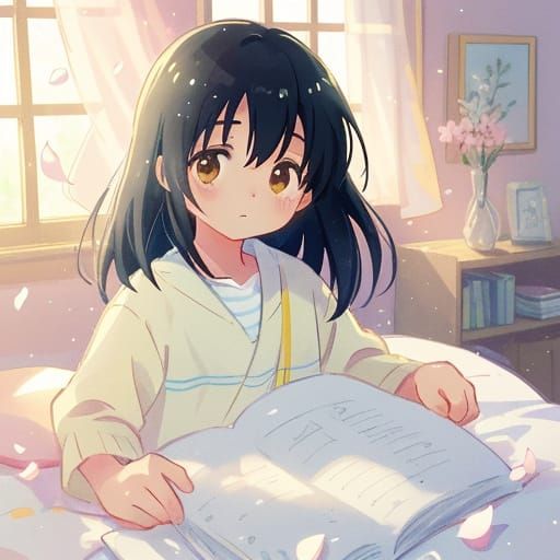 Serene Morning in Soft Pastel Anime Style