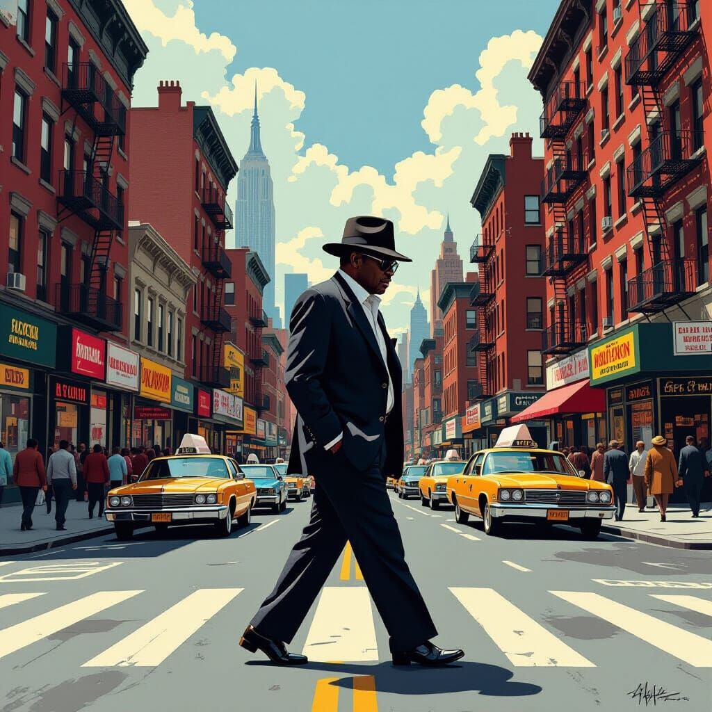 Harlem Street Scene in Cinematic Realism Style