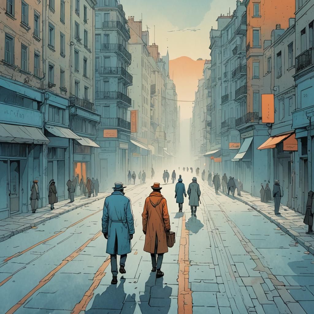 Lonely Walker in Misty City, Bande Dessinee Style