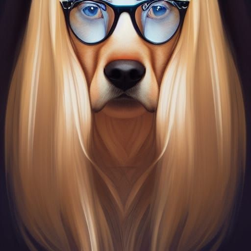 Blond Woman with Beagle in Hyperdetailed Portrait