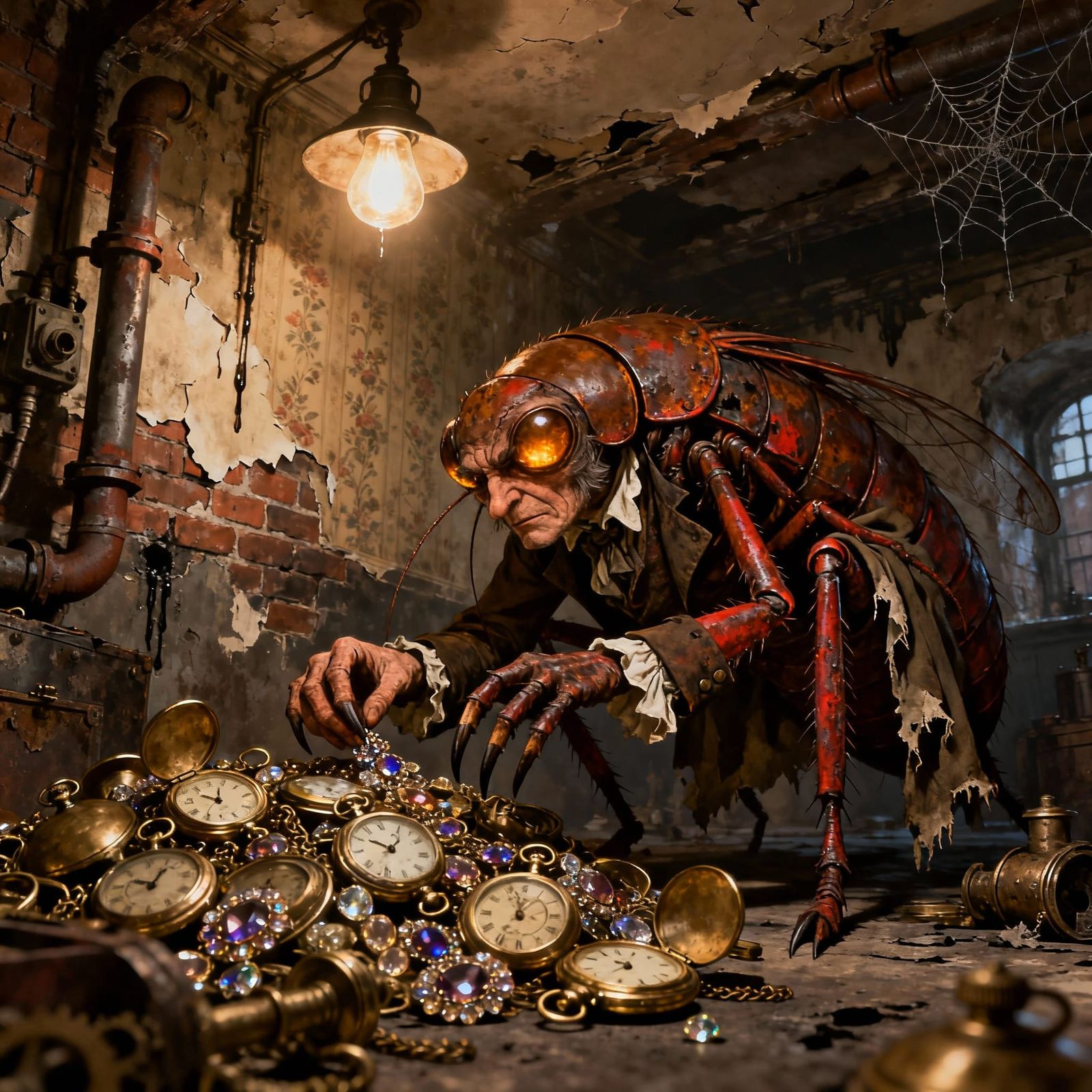 Grotesque Flea Fagin Counts Stolen Pocket Watches in London ...