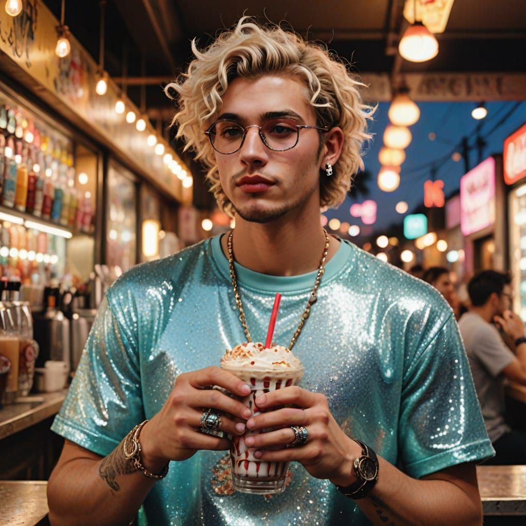 Grunge Guy with Glittering Accessories