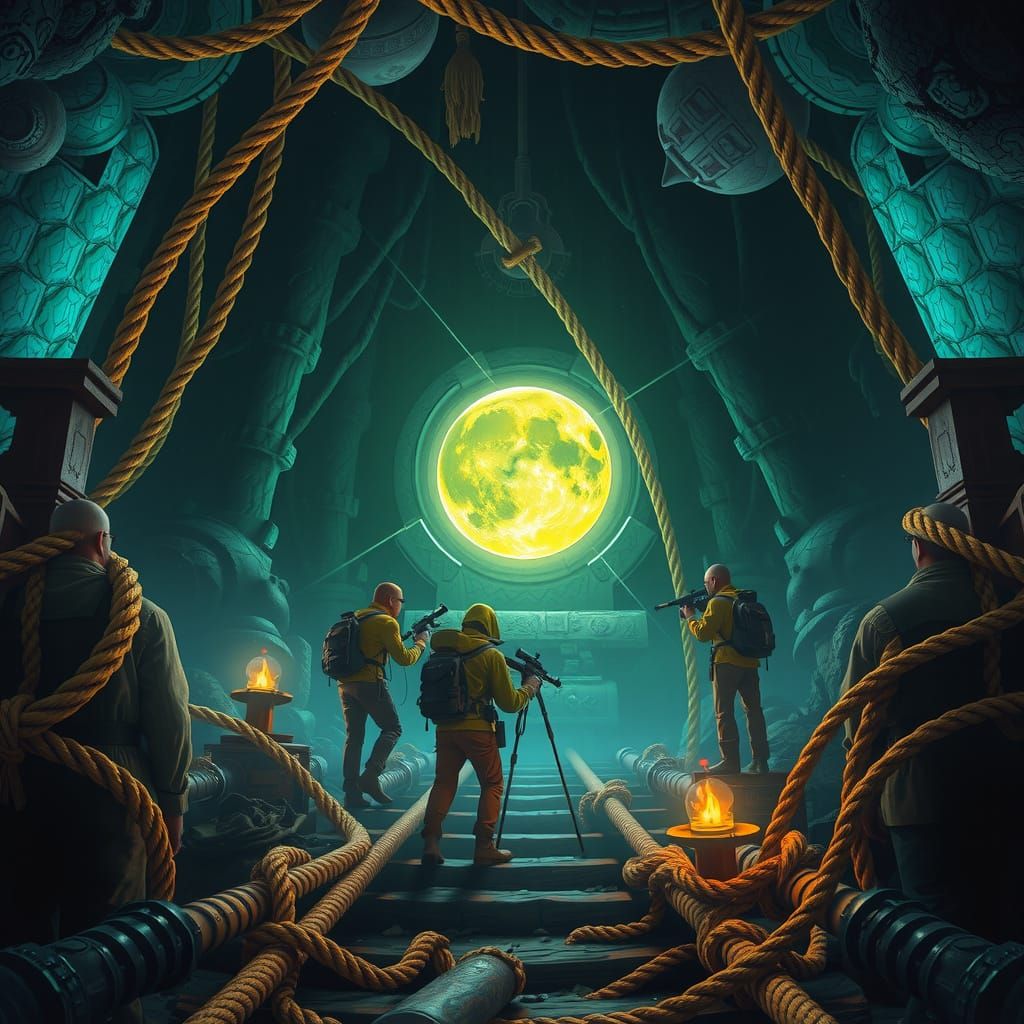 Explorers Navigate Traps to Reach Glowing Relic