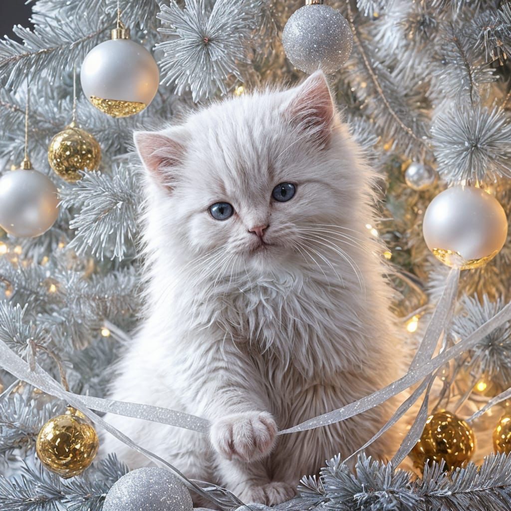 Whimsical White Christmas Scene in Watercolor and Gold