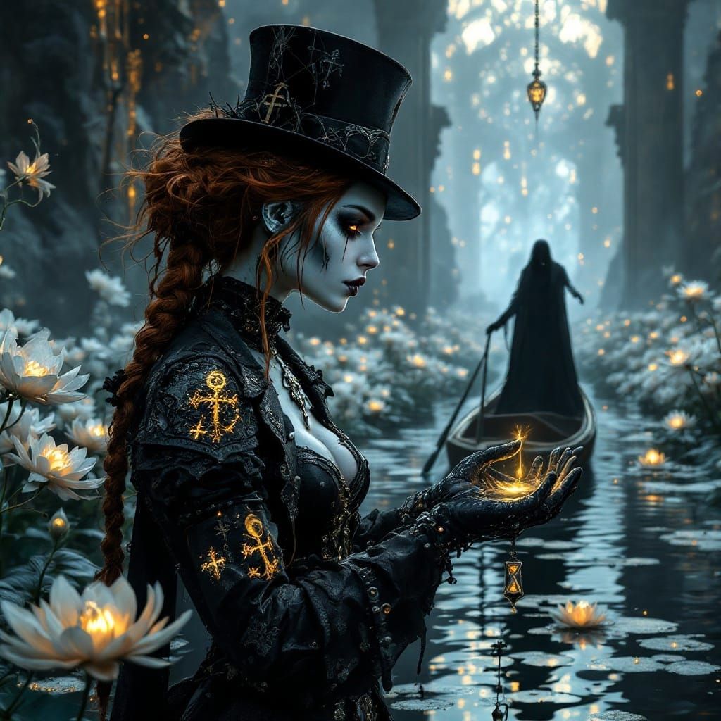 Death's Victorian-Punk Portrait in a Gothic Setting