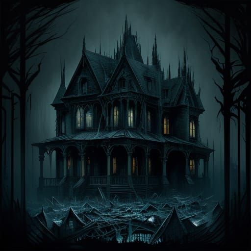 Haunted House Book Cover in Dark Fantasy Style