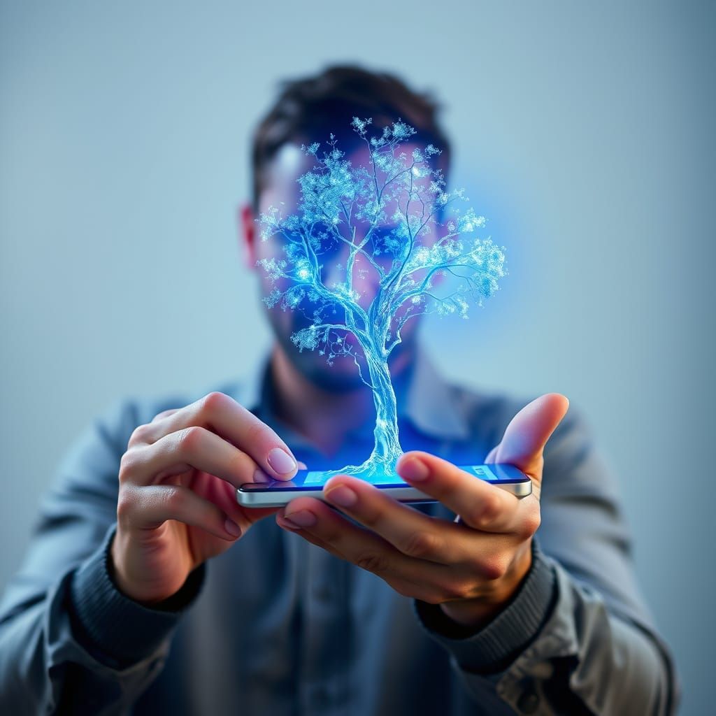 Holographic Tree Sprouts from Mobile Screen