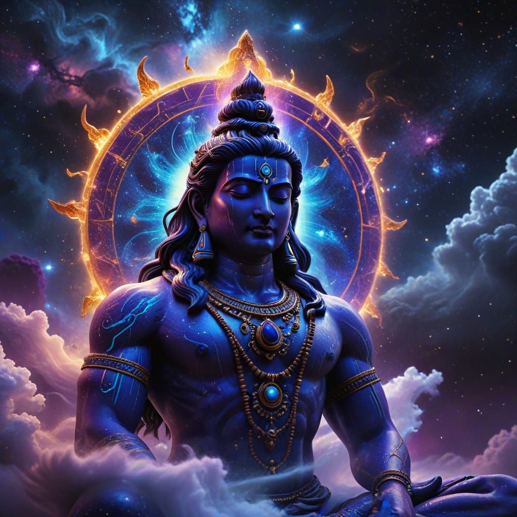 Glowing Shiva Linga in Cosmic Halo