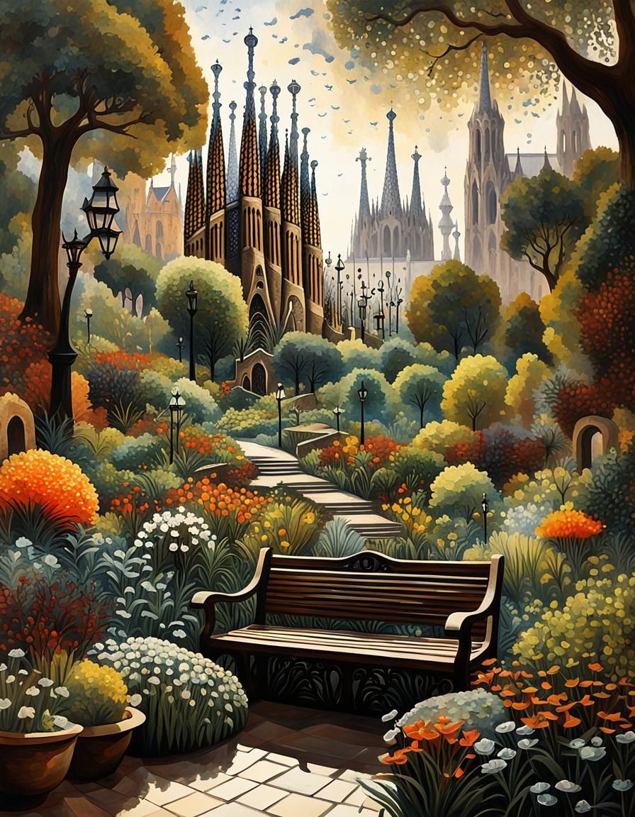 Young Witch's Garden: Modern Acrylic Art