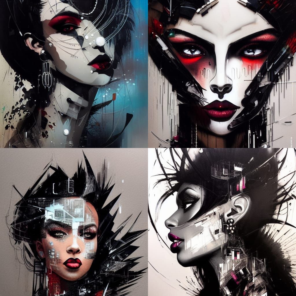 Gothicpunk Black Hair Woman Portrait in 8k