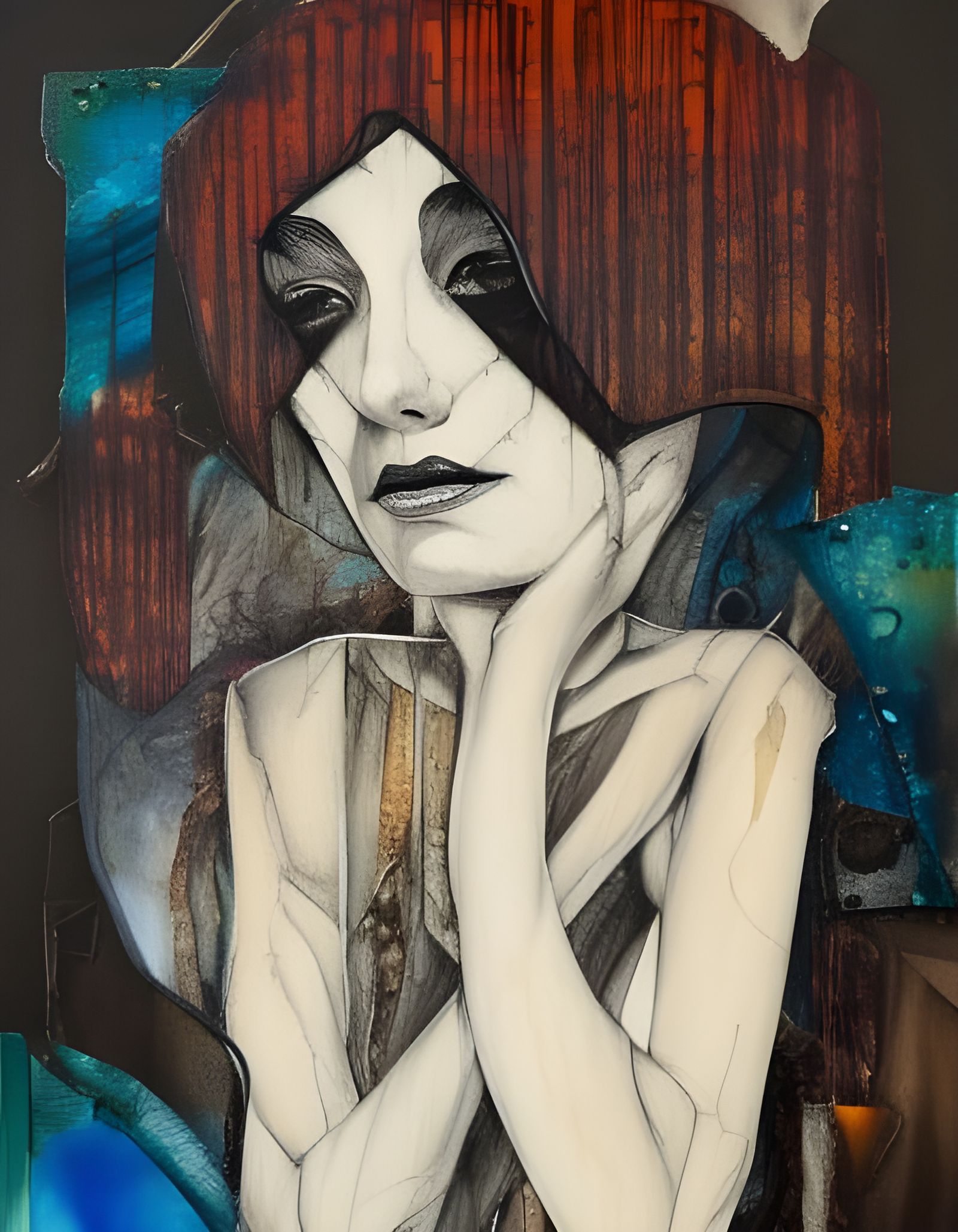 Night Demon Woman in Mixed Media