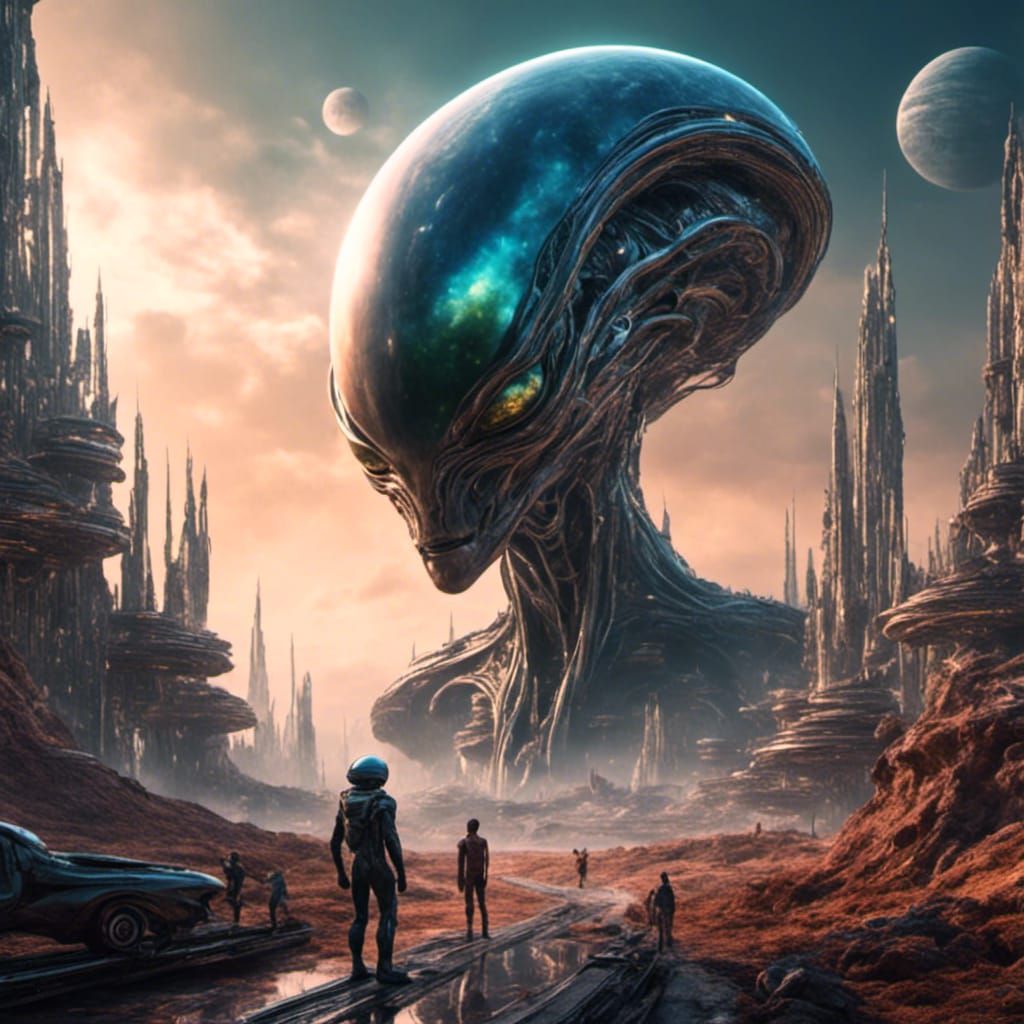 Alien on Futuristic Planet in HDR