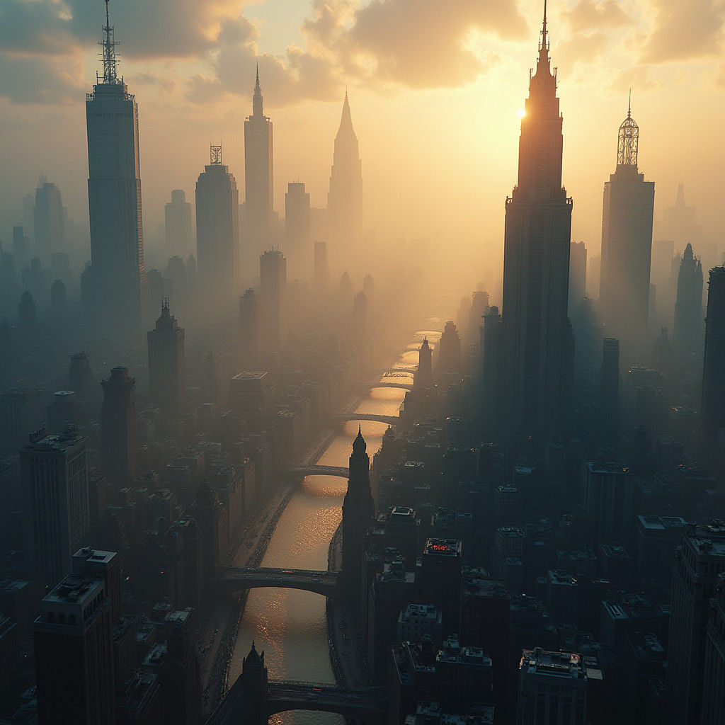 City Awakens: Golden Light on Metropolis