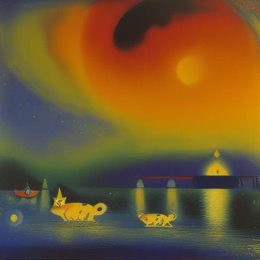 Biopunk Cat Inspired by Surrealist Art