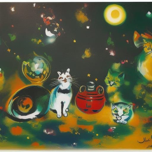 Biopunk Cat Inspired by Surrealism and Japanese Art