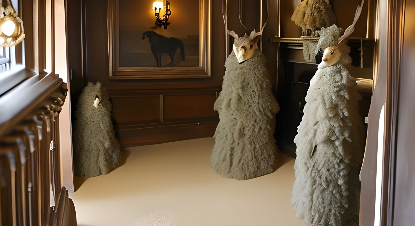 Mounted Wendigo Trophy in Hunting Cabin