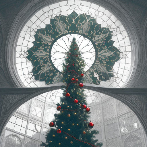 Red Baubles Shine on Green Christmas Tree