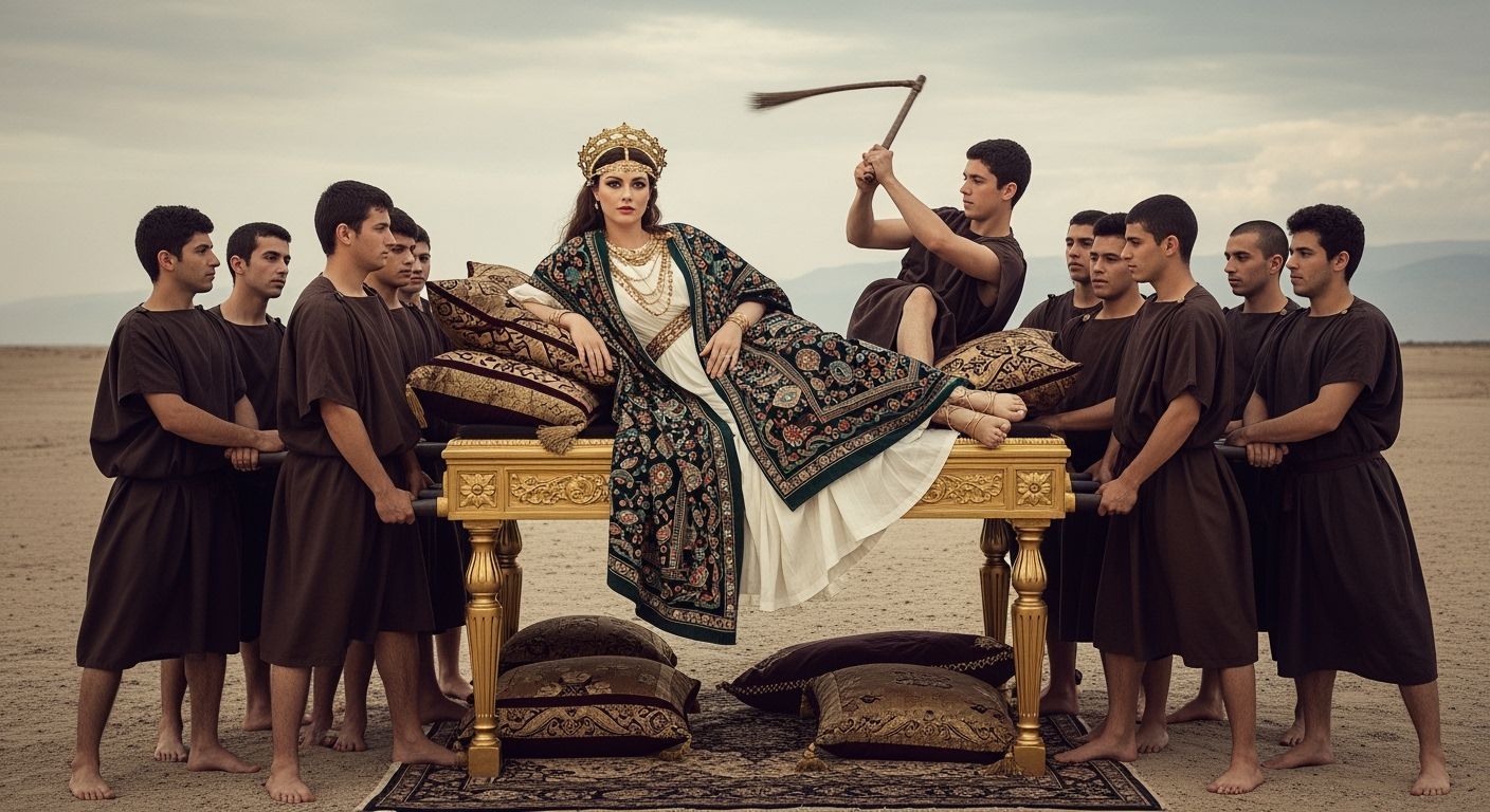 Roman Empress on Gold Litter in Professional Photography Sty...