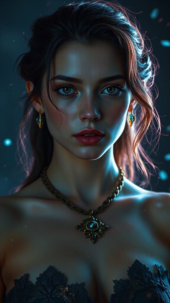 Graceful Woman Portrait in Dynamic Lighting