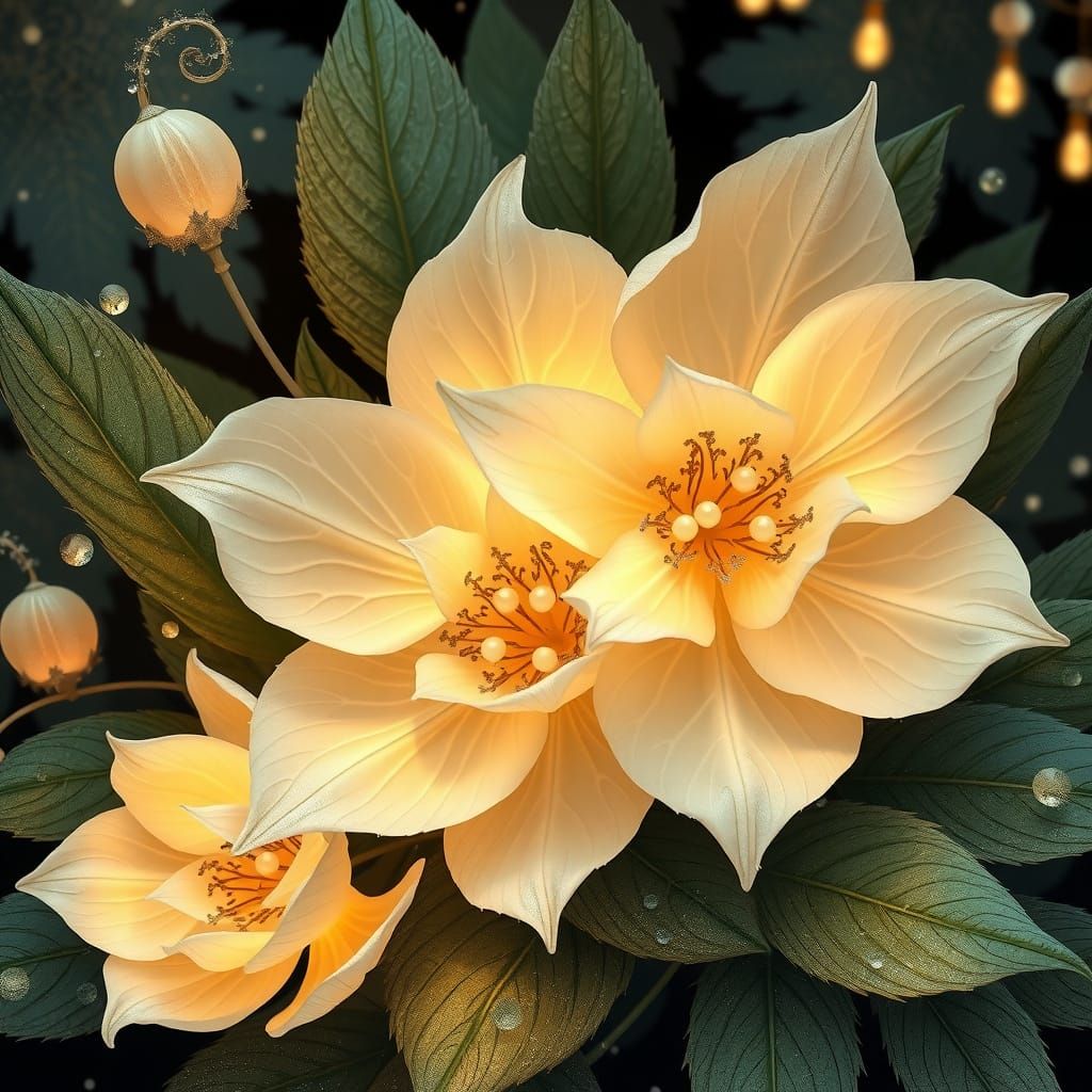 Winter Florals in Art Nouveau Style