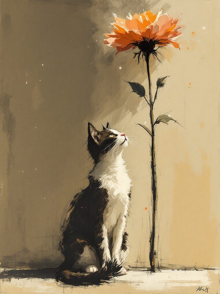 Cat Under Flower, Fashion Editorial Style