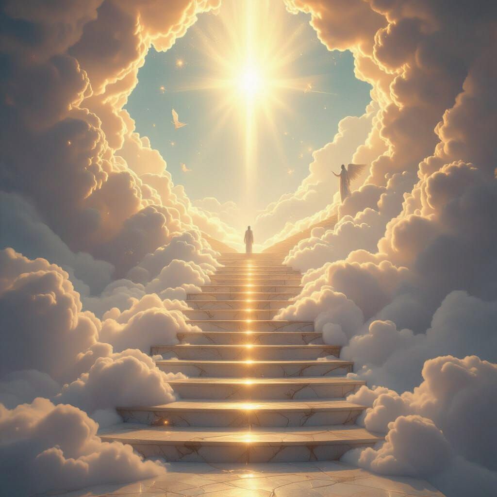 Divine Stairway Ascends Through Celestial Sky